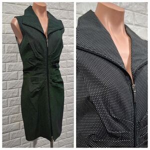 TRIBAL Black and White Polka Dot Fitted Sleeveless Dress